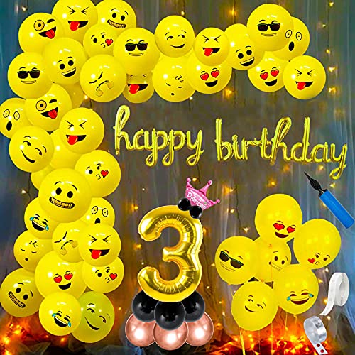 Emoji theme happy birthday decorations birthday balloons