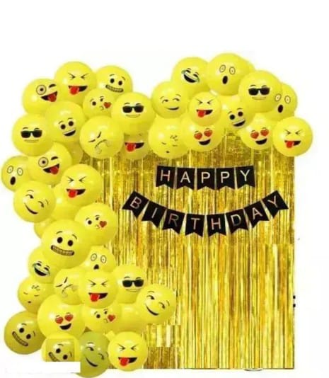 Emoji theme happy birthday decorations birthday balloons